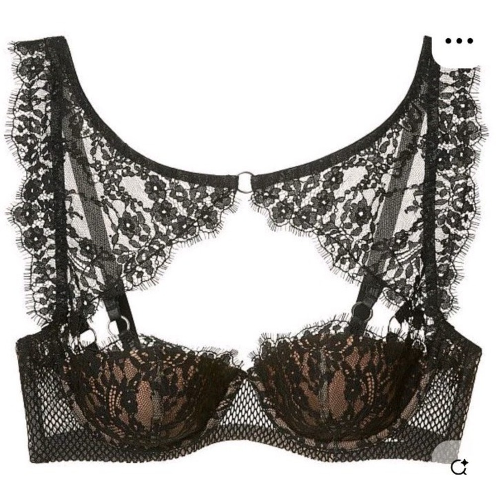 Victoria's Secret Very Sexy Dream Angel Black Floral Lace Underwire Demi Bra 36C